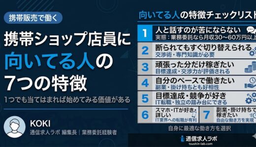 携帯ショップ店員に向いてる人の7つの特徴【自己診断チェックリスト付き】