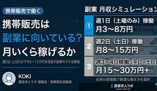 携帯販売は副業に向いている？週2日で月いくら稼げるか解説