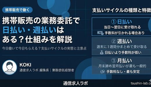 携帯販売の業務委託で日払い・週払いはある？仕組みを解説