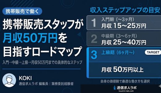 携帯販売スタッフが月収50万円を目指すためのロードマップ