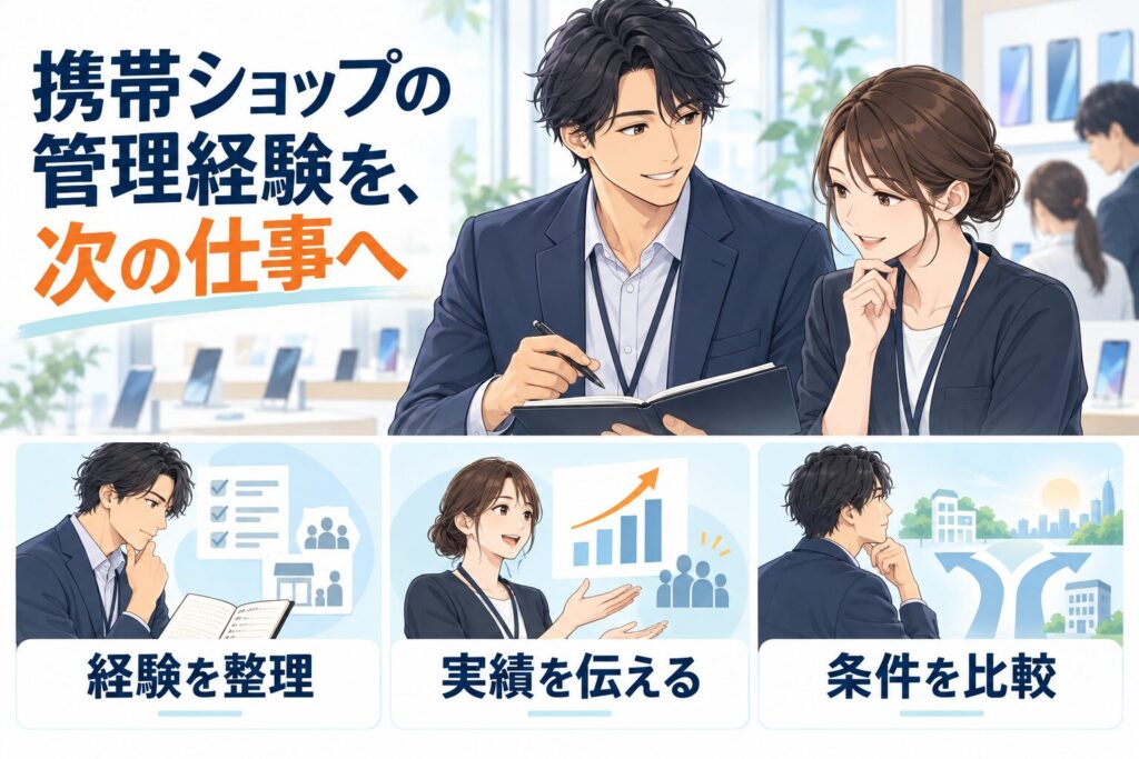 携帯ショップの管理経験を整理し、実績を伝えて転職先の条件を比較する