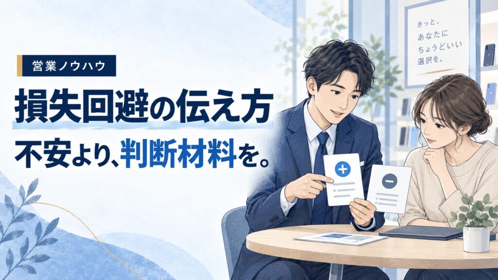 損失回避の伝え方。不安をあおらず、比較できる判断材料を伝える携帯販売の提案