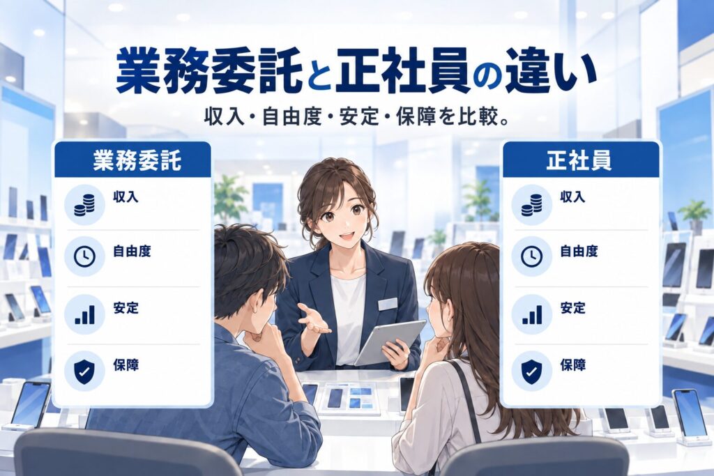 携帯販売の業務委託と正社員の違いを徹底比較