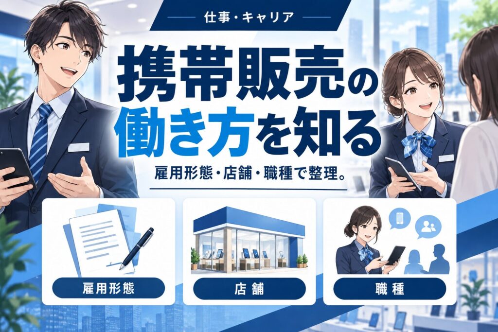 携帯販売の働き方の種類まとめ【量販店/ショップ/派遣/委託】