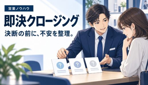 即決クロージングの技術｜先延ばしさせない